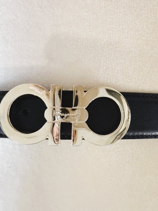 Salvatore Ferragamo Skinny Leather Belt Blue Size: S main image 4